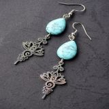 Turquoise and Lotus Pendants, Earrings